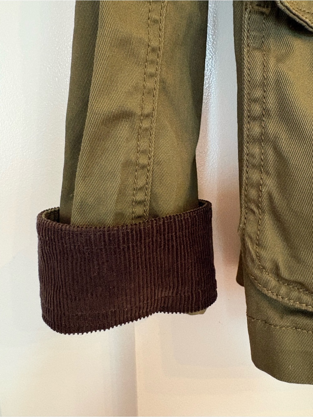 J crew factory barn coat green with corduroy cuffs and collar size xs - Picture 5 of 5